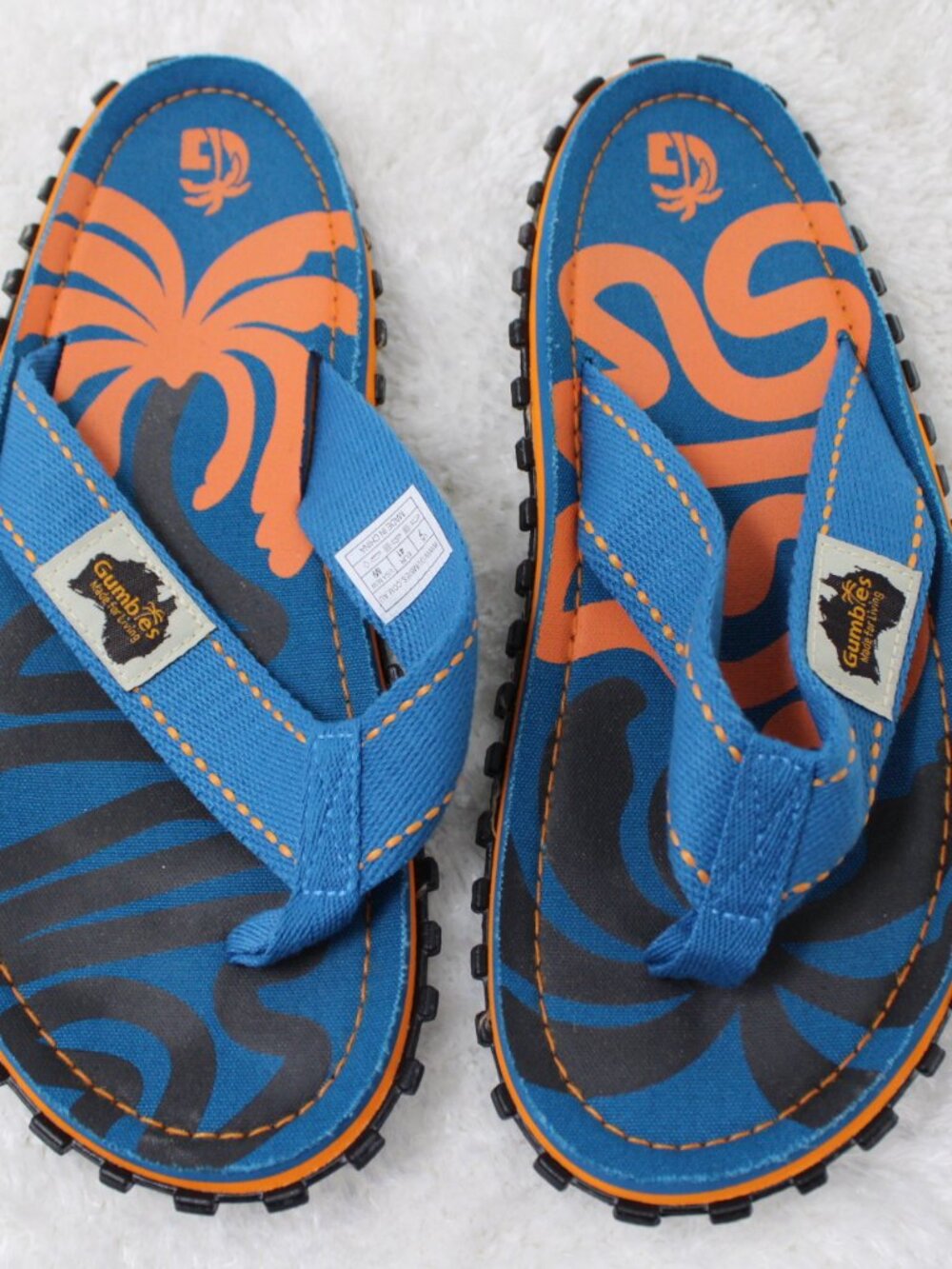 Gumbies Islander Canvas Flip Flops Sandals Mens 8 Womens 9 Blue Tropical Print